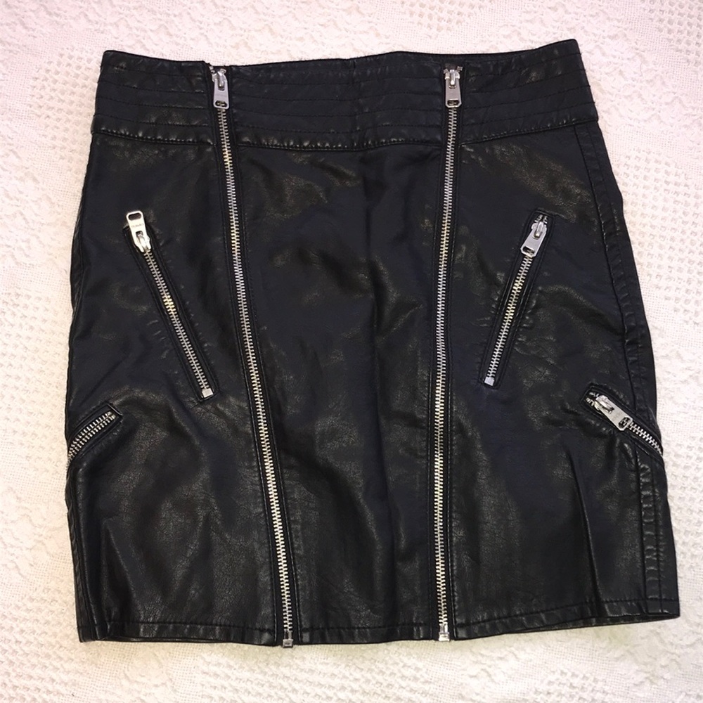 Leather mini skirt